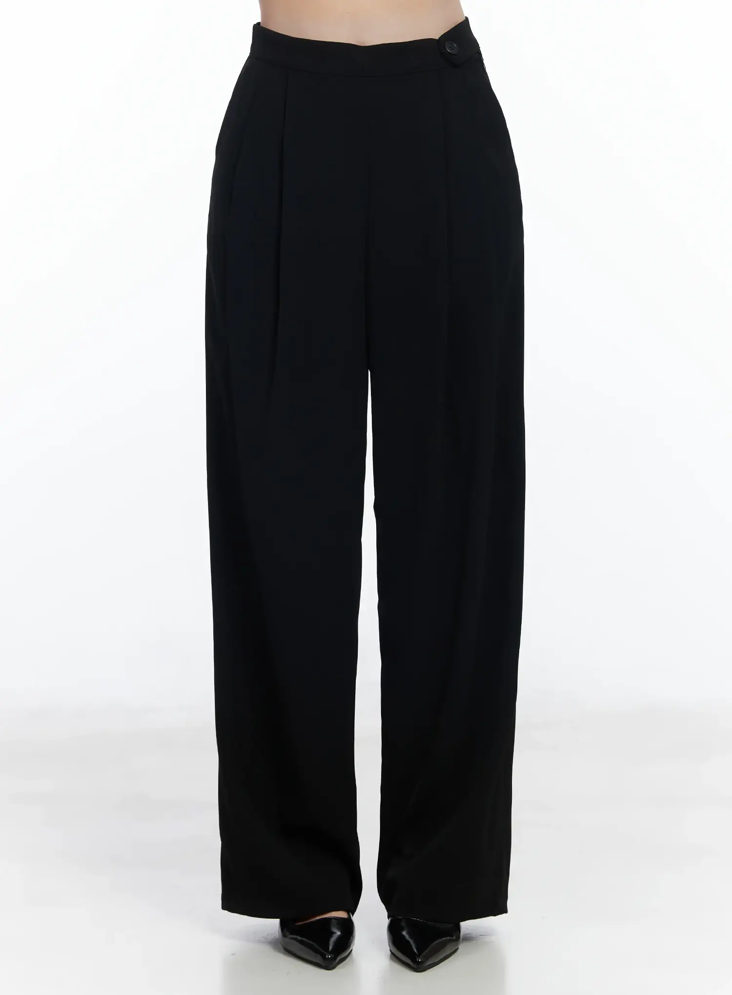 High-Waist Buttoned Wide Leg Trousers IF520