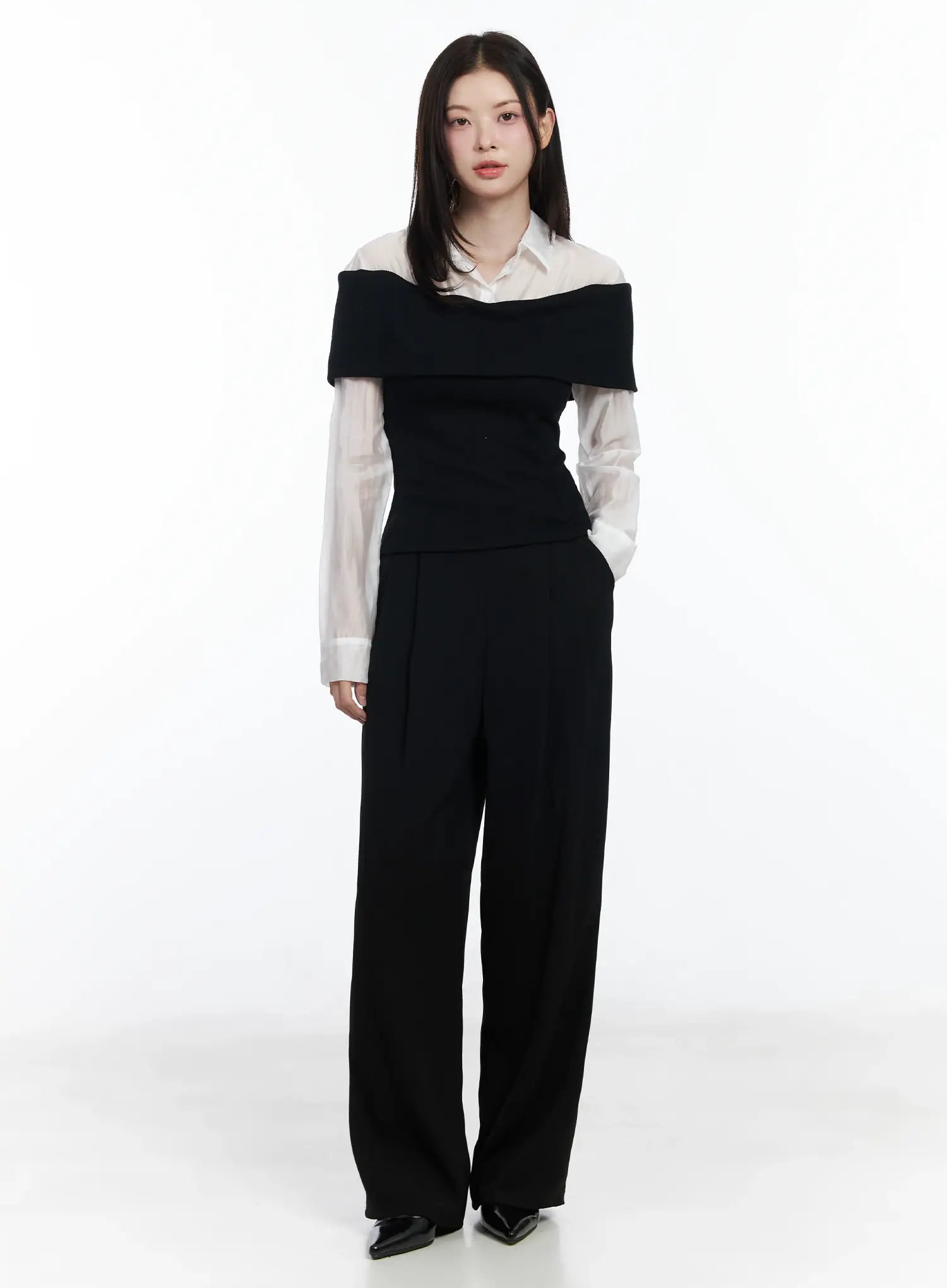 High-Waist Buttoned Wide Leg Trousers IF520 - Image 7