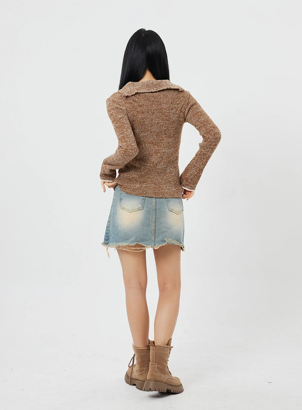 High Waist Denim Mini Skirt CF315 - Image 12