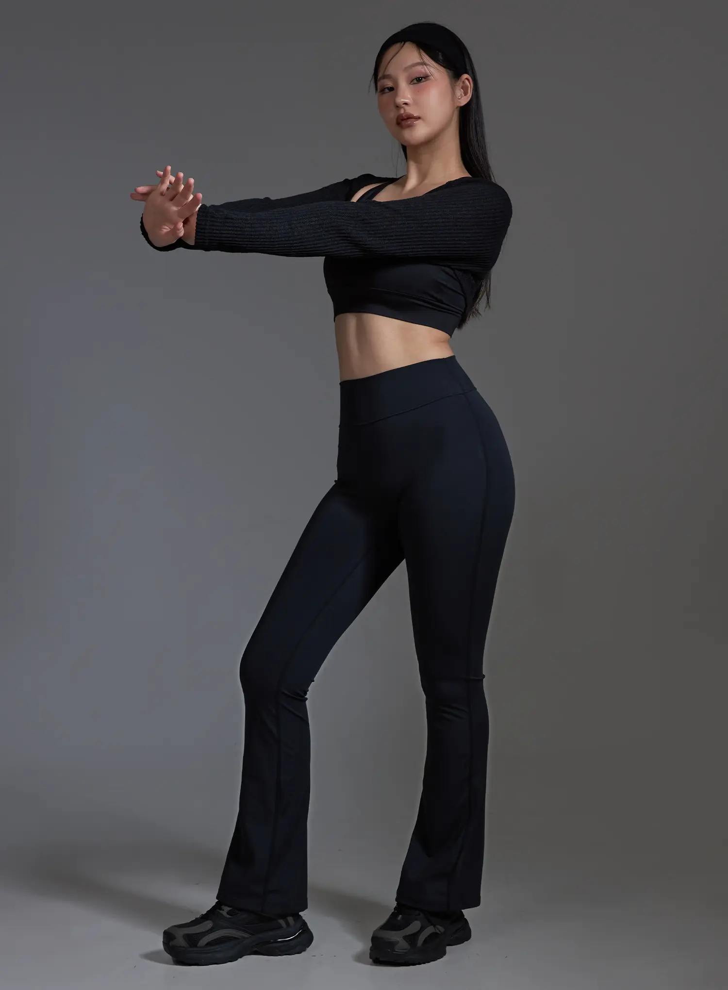 High-Waist Flared Leggings (Black) IO517 - Image 11