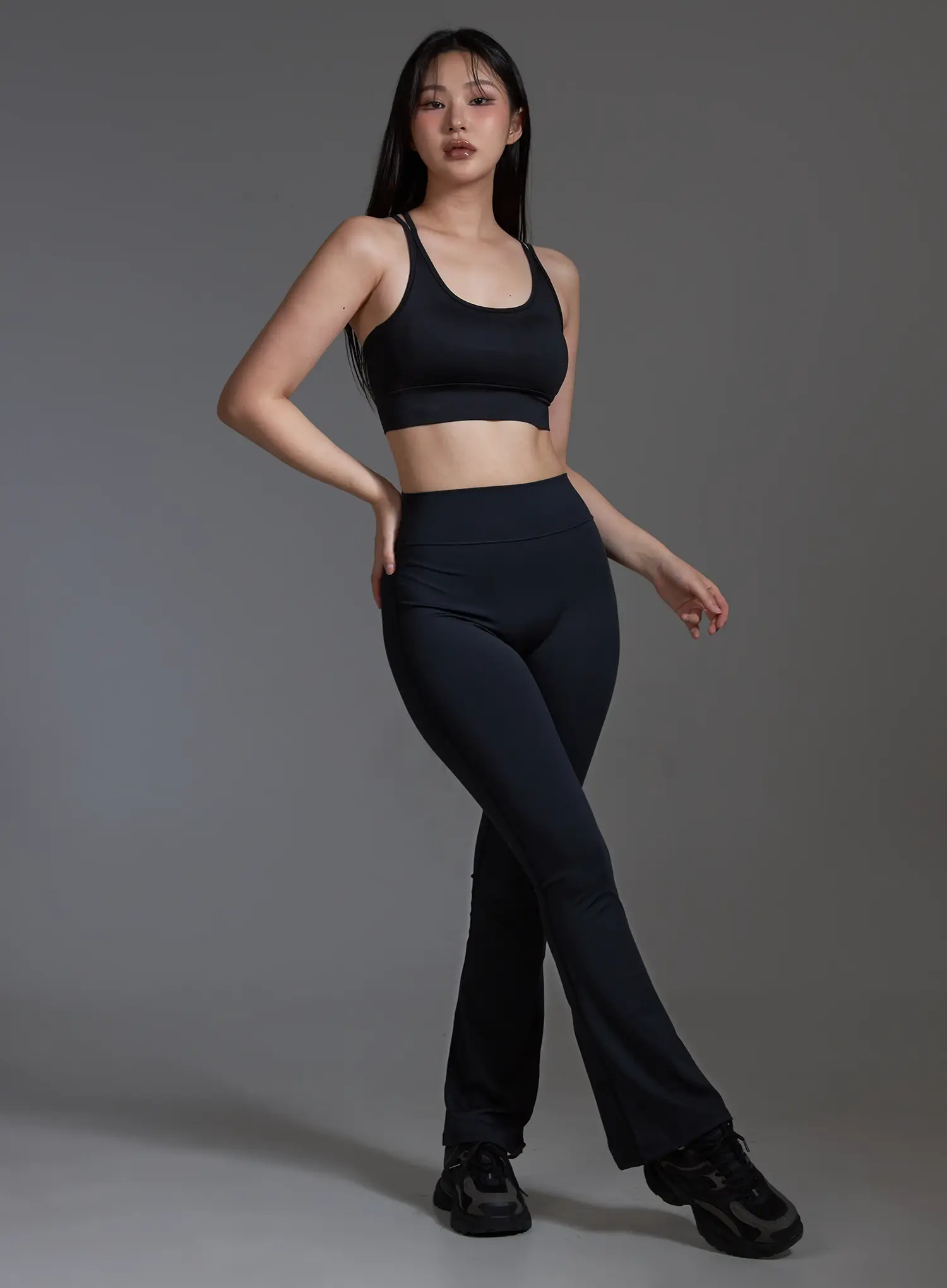 High-Waist Flared Leggings (Black) IO517 - Image 7
