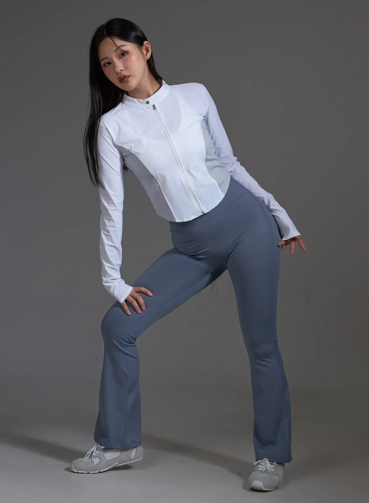 High-Waist Flared Leggings (Light Blue) IO517 - Image 3