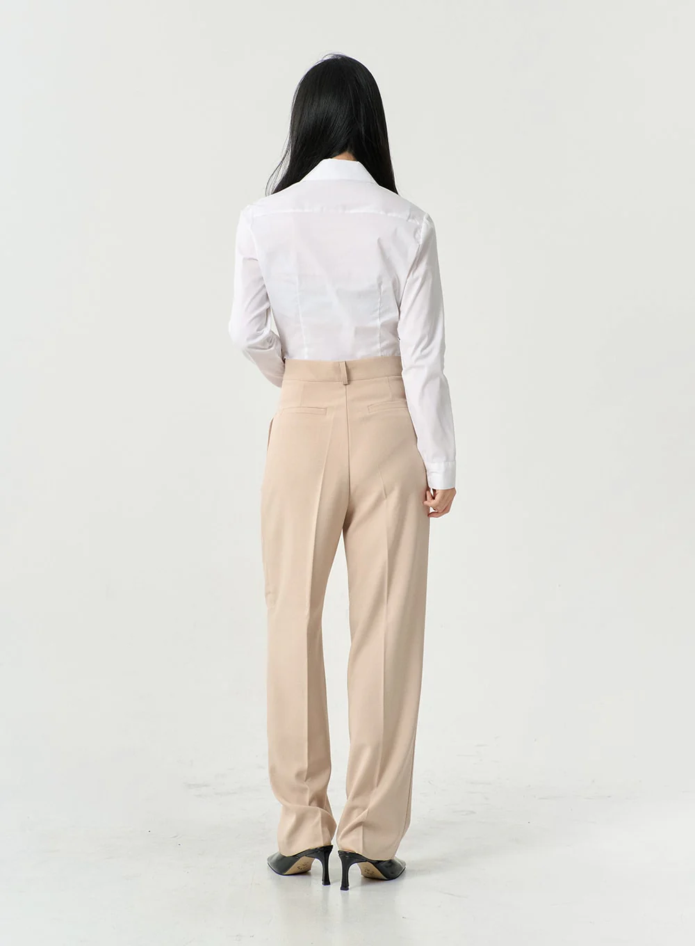 High Waist Pintuck Wide Leg Tailored Pants OS13 - Image 10