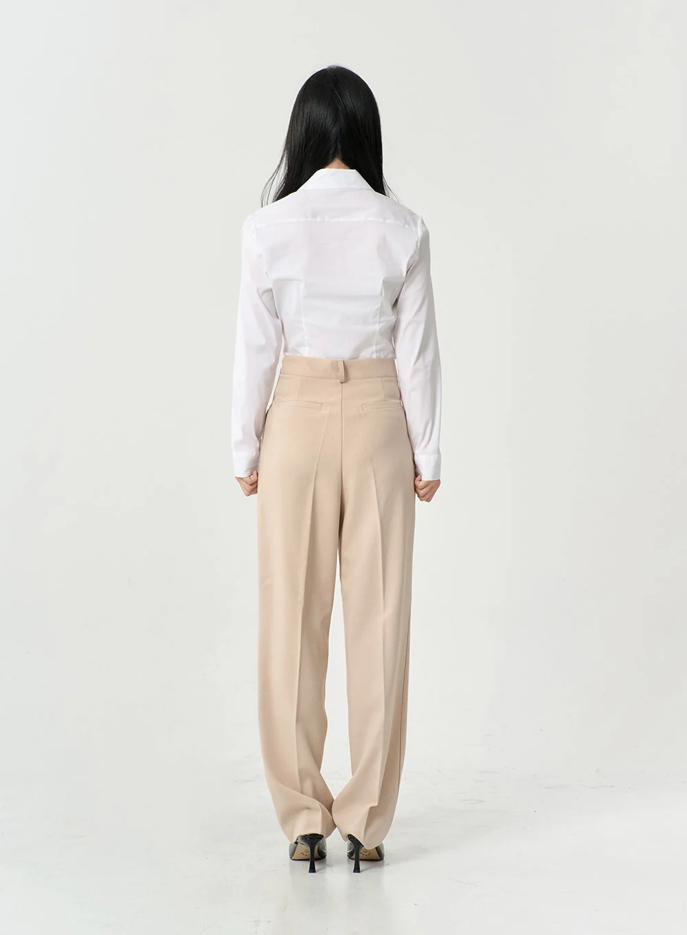 High Waist Pintuck Wide Leg Tailored Pants OS13 - Image 14