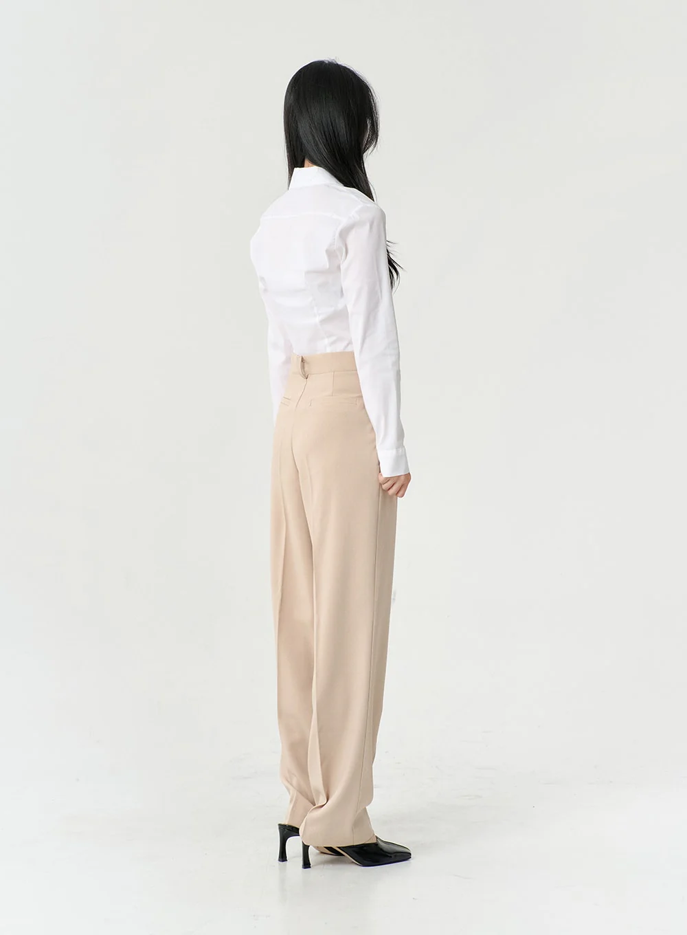 High Waist Pintuck Wide Leg Tailored Pants OS13 - Image 15