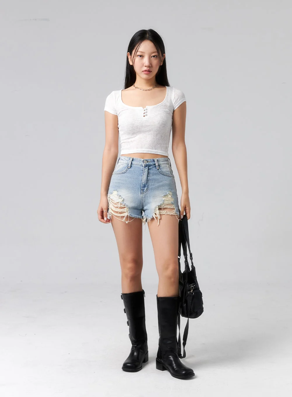 High Waist Ripped Shorts CL319 - Image 3