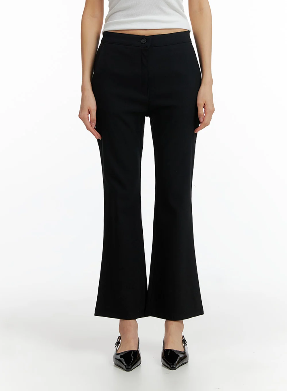 High Waist Solid Flared Trousers IF402 - Image 2