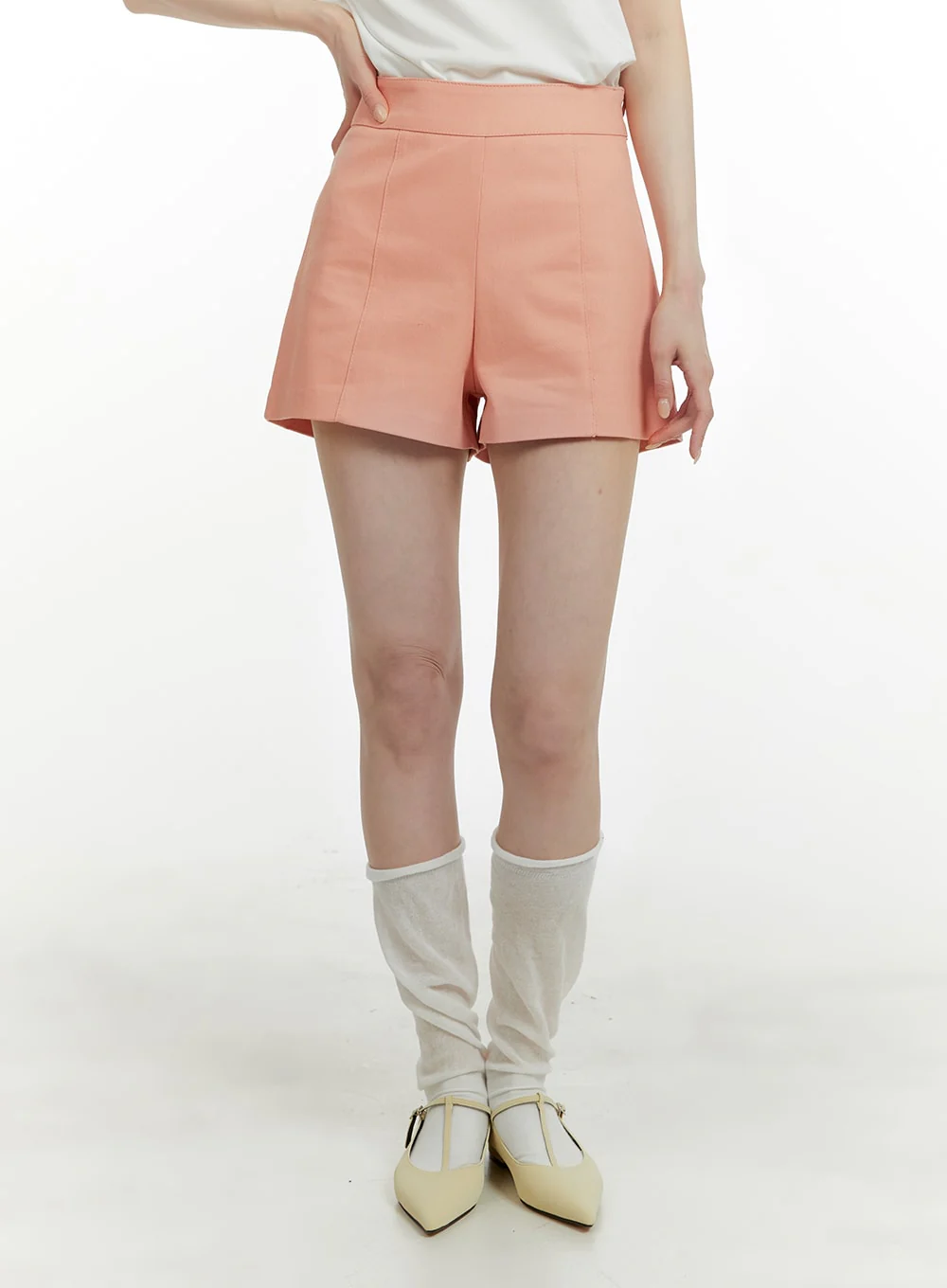 High Waist Solid Shorts OA405 - Image 2