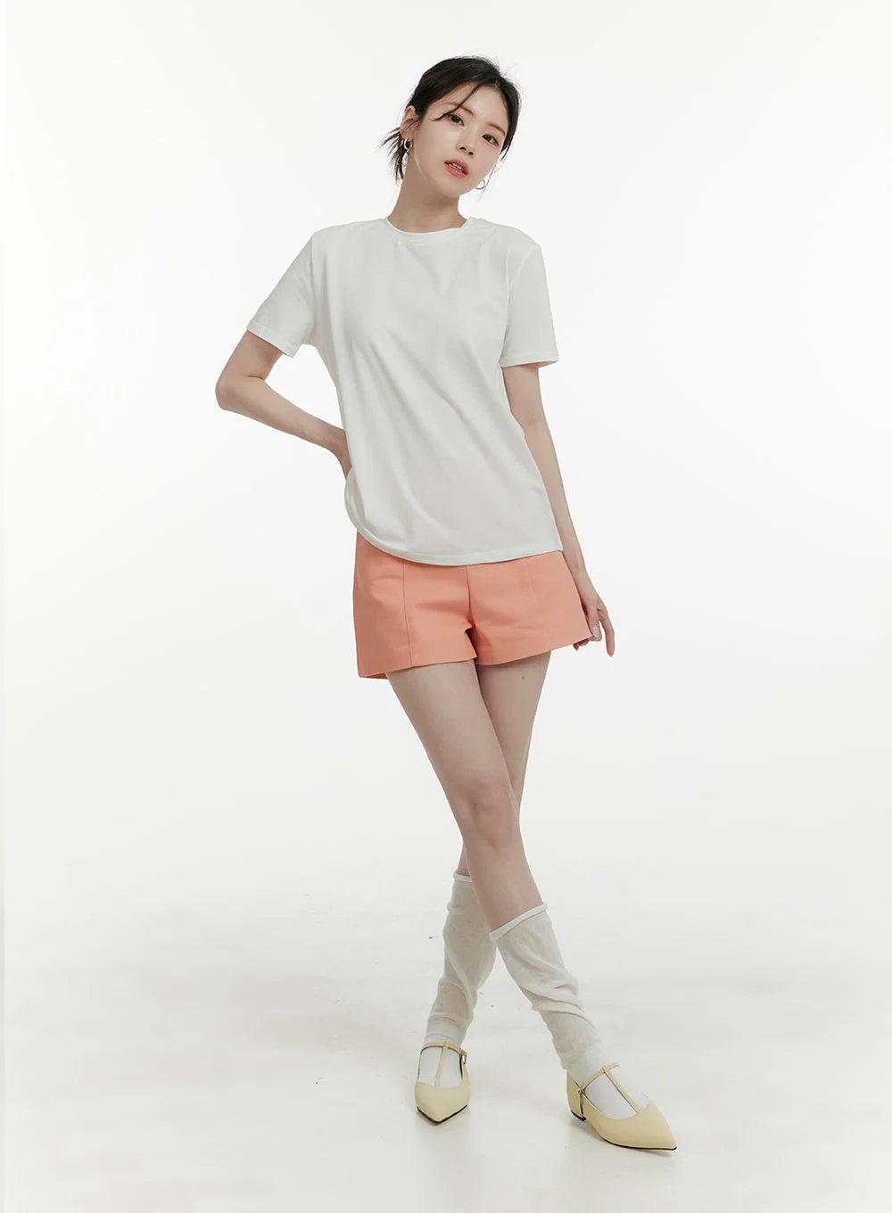 High Waist Solid Shorts OA405 - Image 3