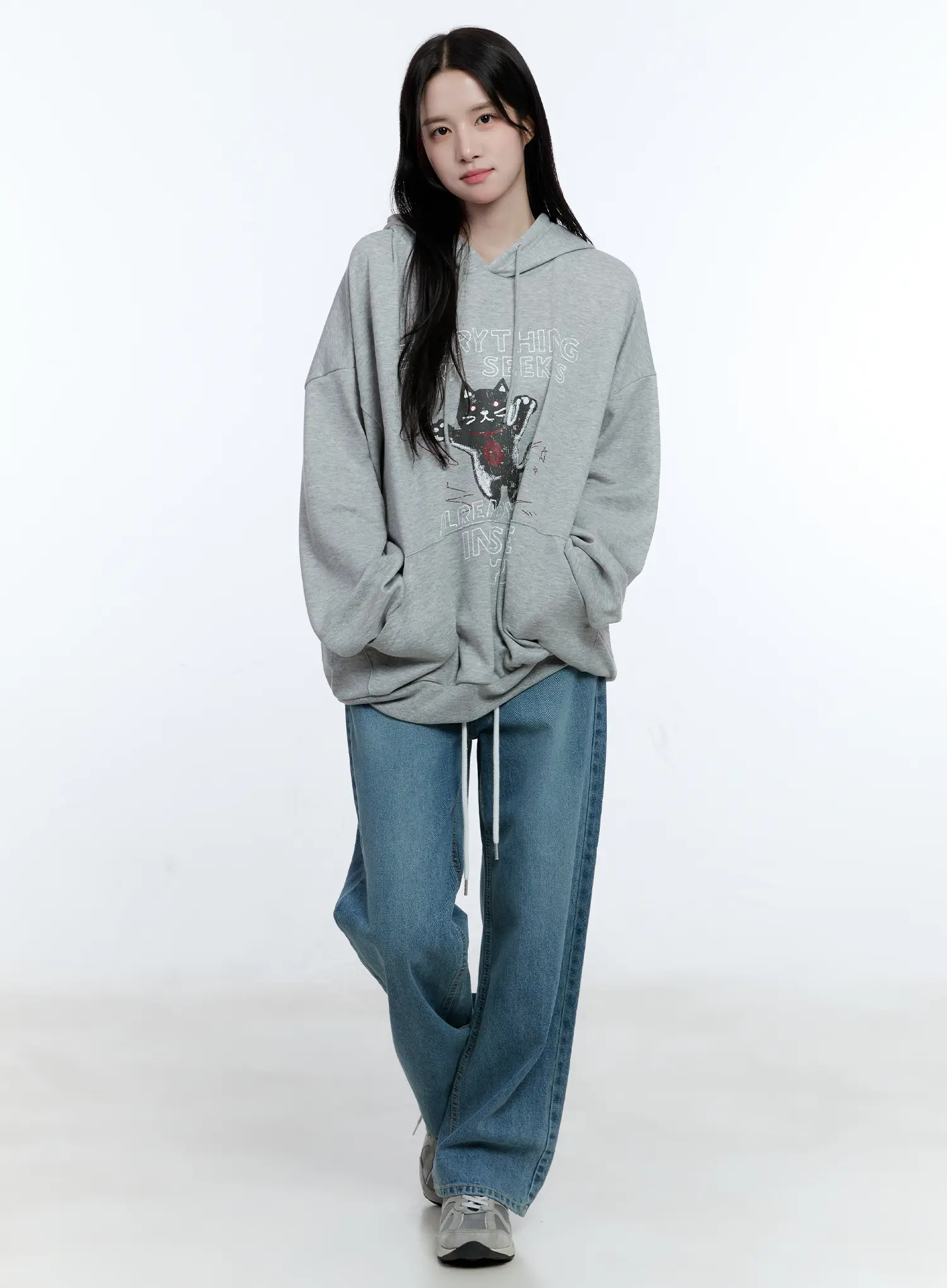 High-Waist Wide-Leg Drawstring Jeans CG513 - Image 2
