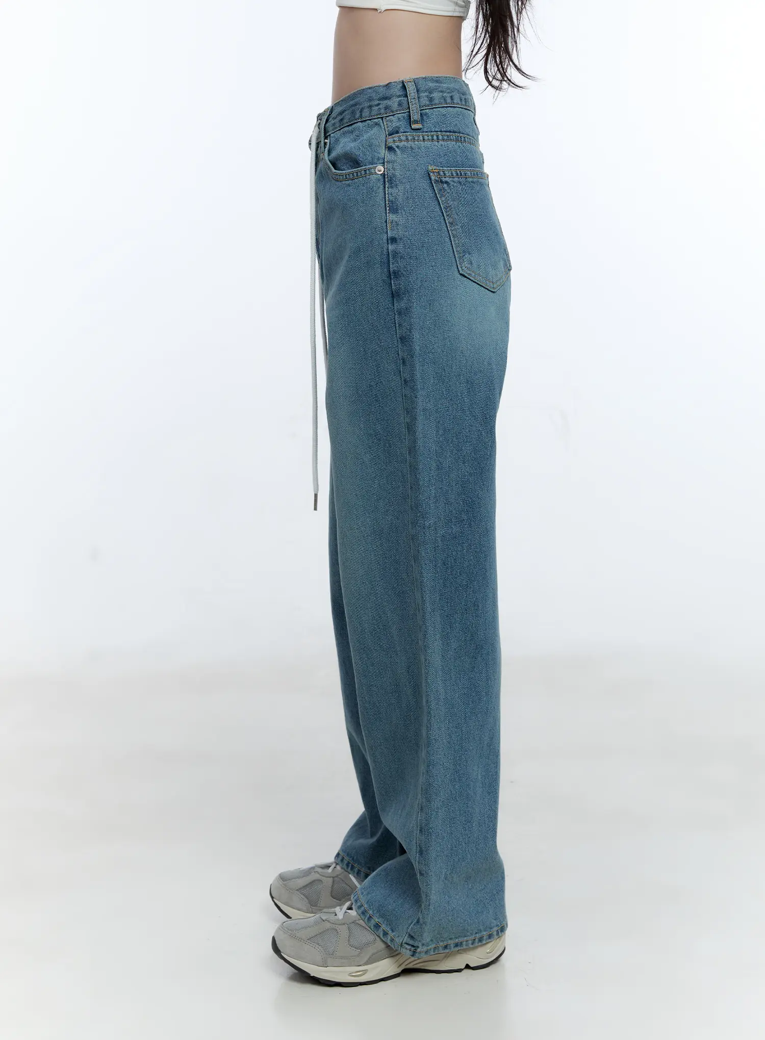 High-Waist Wide-Leg Drawstring Jeans CG513 - Image 5