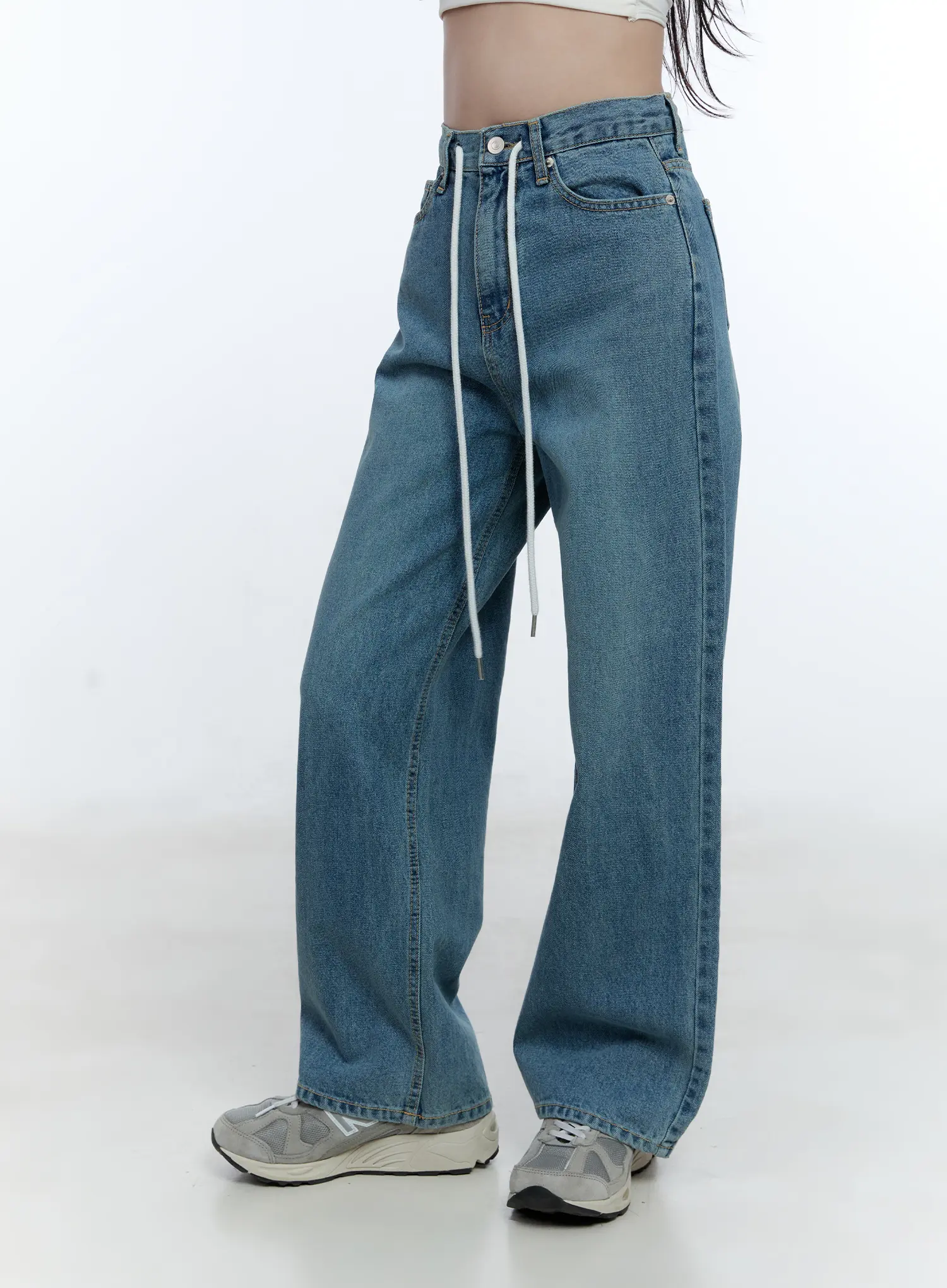 High-Waist Wide-Leg Drawstring Jeans CG513 - Image 8