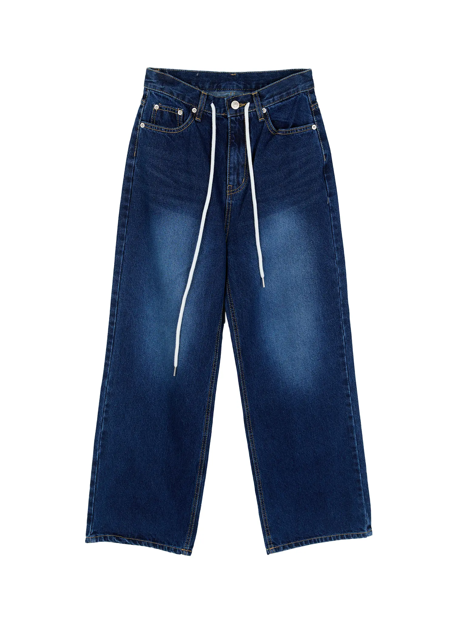 High-Waist Wide-Leg Drawstring Jeans CG513 - Image 9