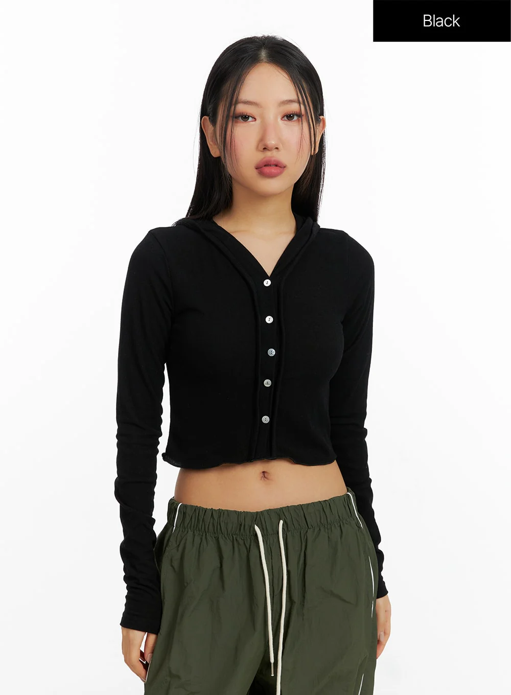 Hooded Button Crop Top CF414 - Image 9