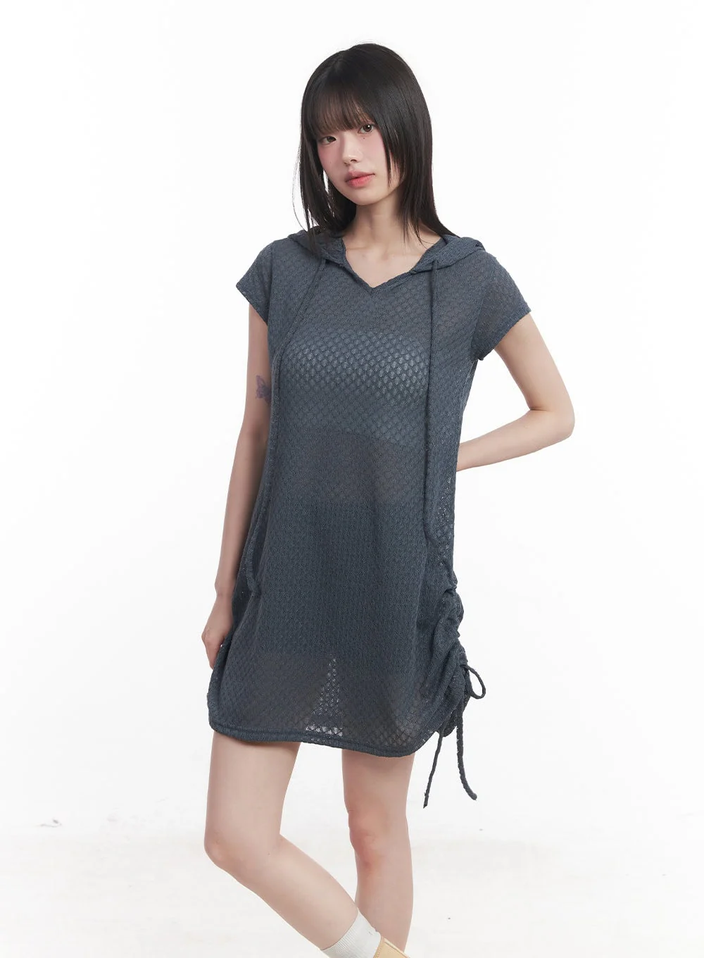 Hooded Loose-Fit Mini Dress CU505 - Image 10