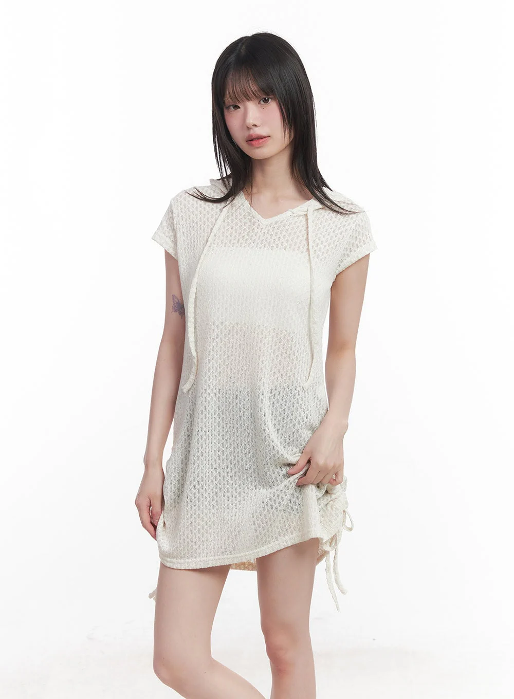 Hooded Loose-Fit Mini Dress CU505 - Image 11