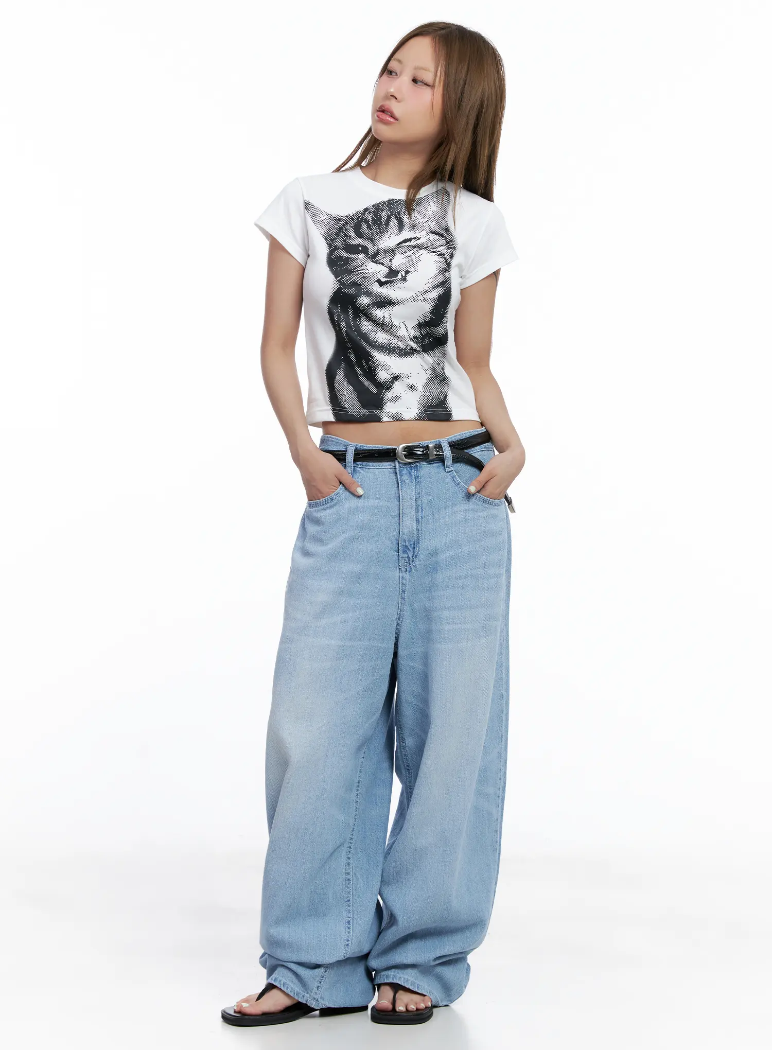 Hyoyeon Washed Balloon Wide-Leg Summer Denim Jeans CL510 - Image 11