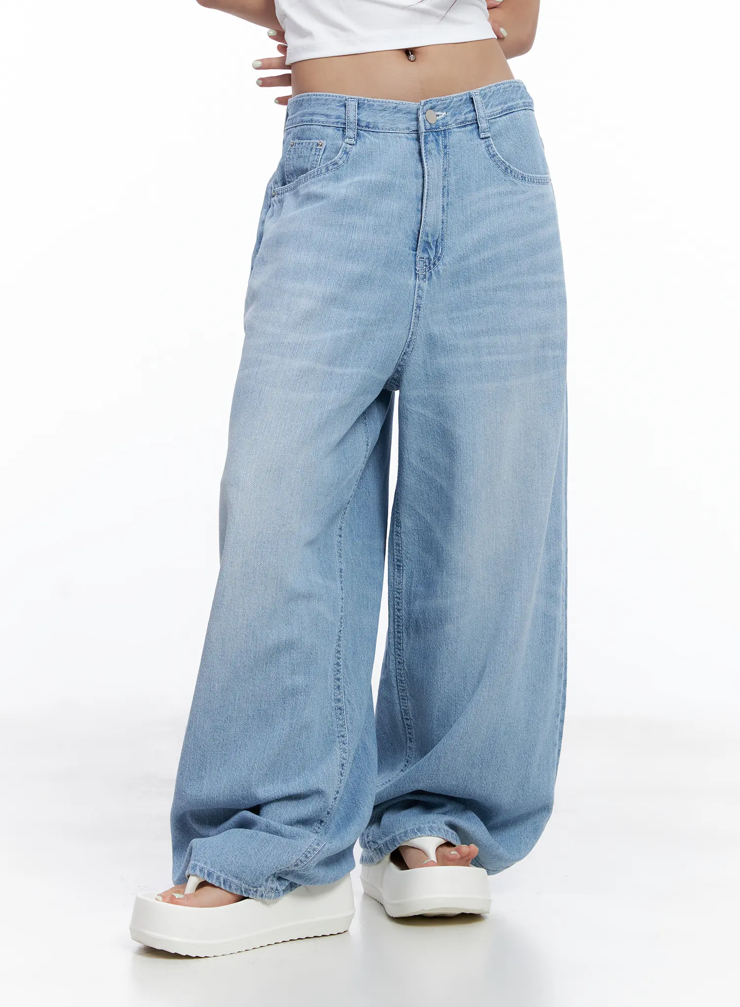 Hyoyeon Washed Balloon Wide-Leg Summer Denim Jeans CL510 - Image 12