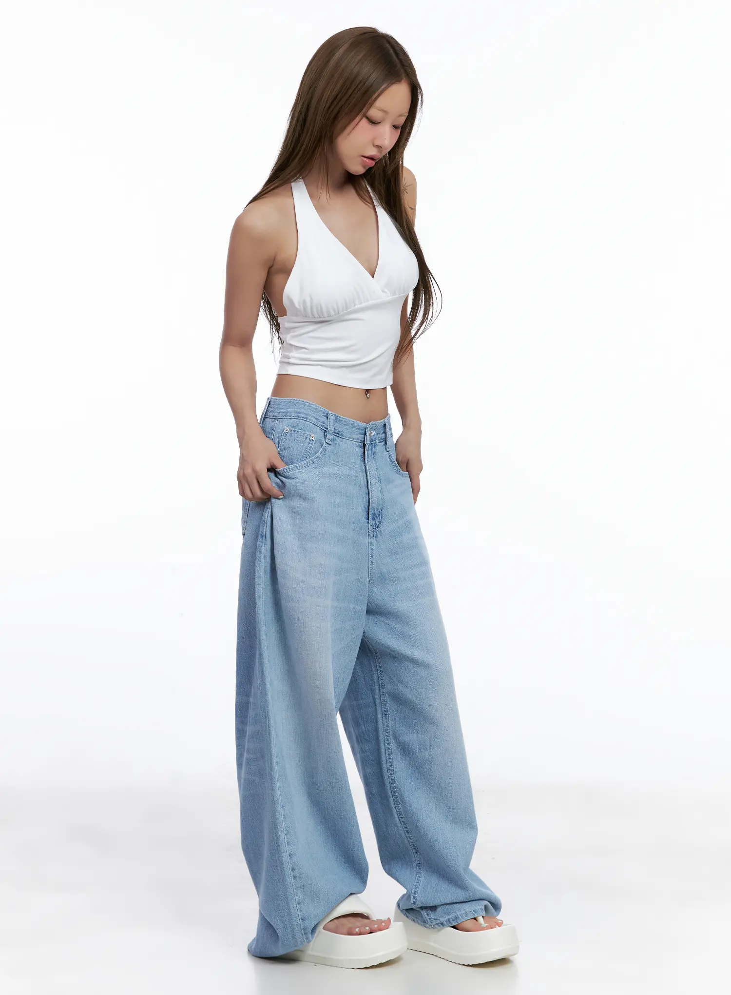 Hyoyeon Washed Balloon Wide-Leg Summer Denim Jeans CL510 - Image 7