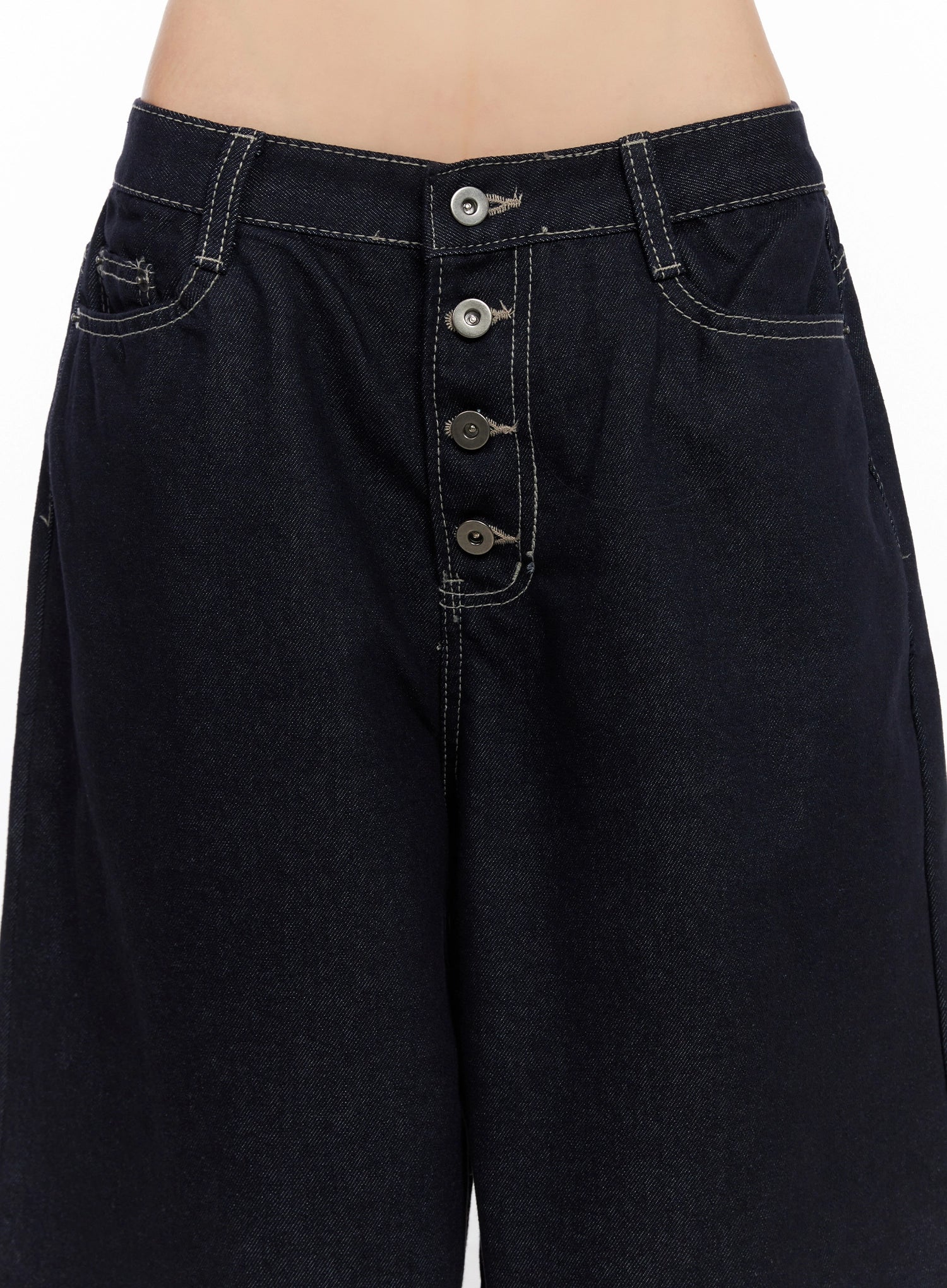 Jazlyn Non-Fade Button Wide Leg Jeans IN503 - Image 4