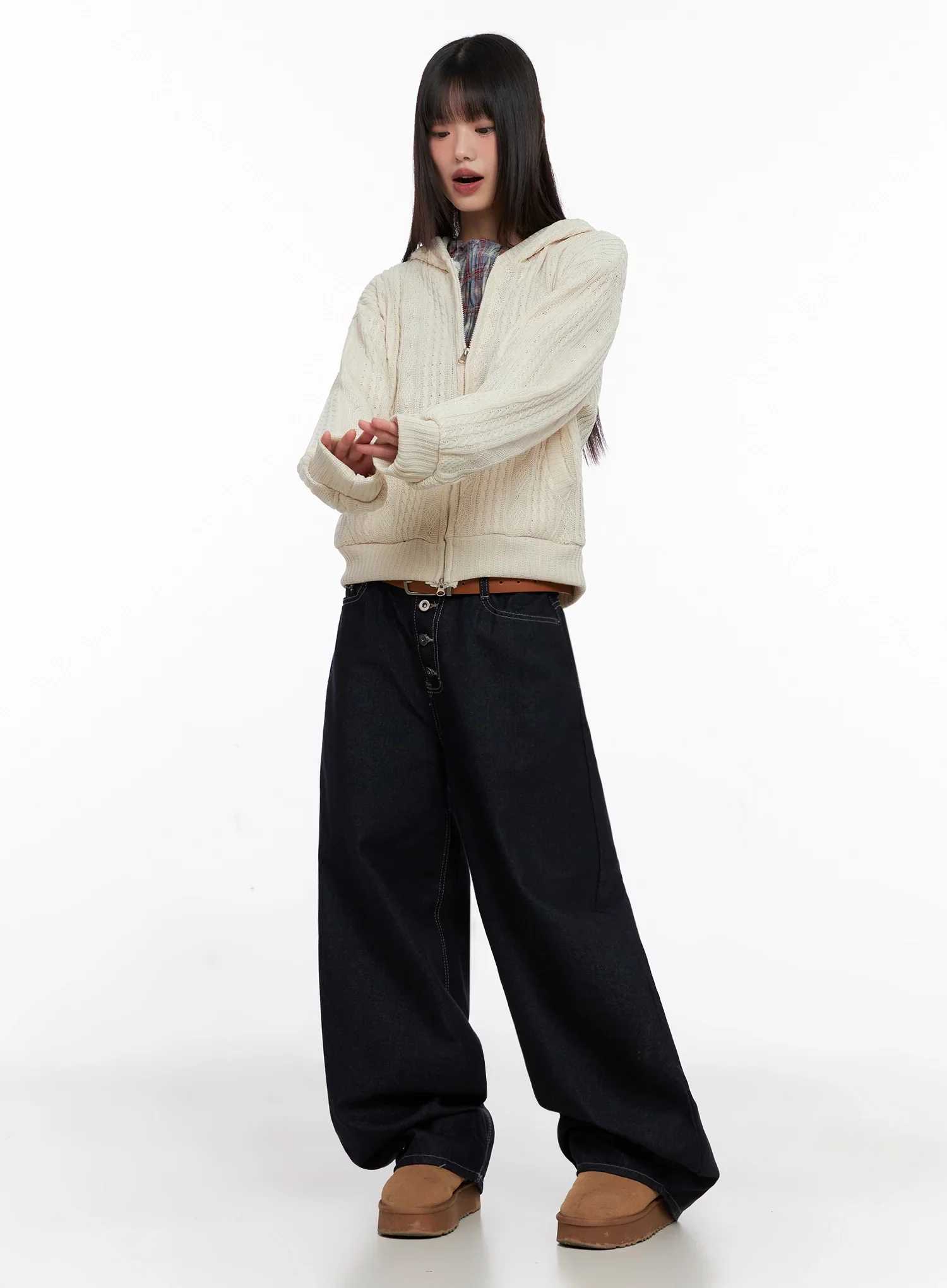 Jazlyn Non-Fade Button Wide Leg Jeans IN503 - Image 5