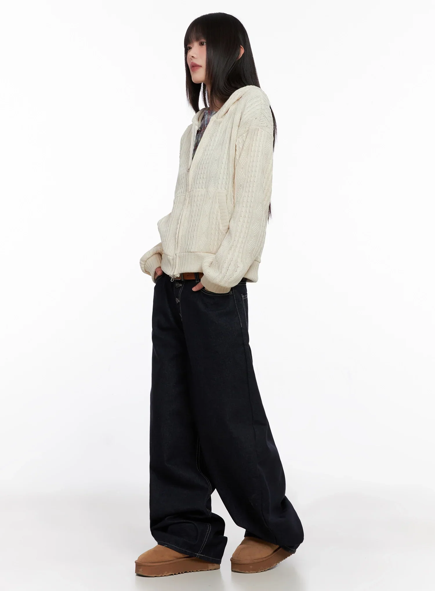 Jazlyn Non-Fade Button Wide Leg Jeans IN503 - Image 7