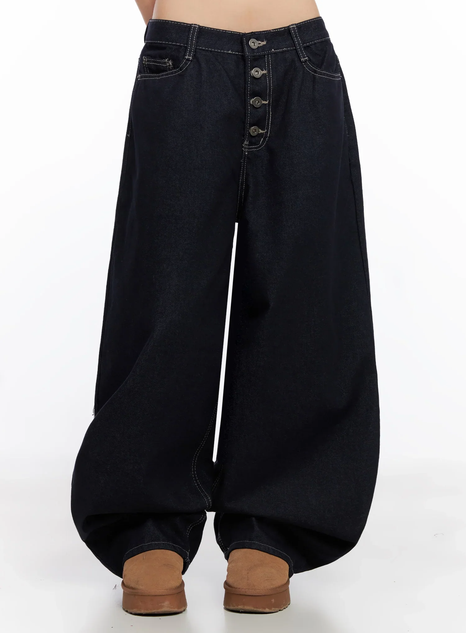 Jazlyn Non-Fade Button Wide Leg Jeans IN503 - Image 9