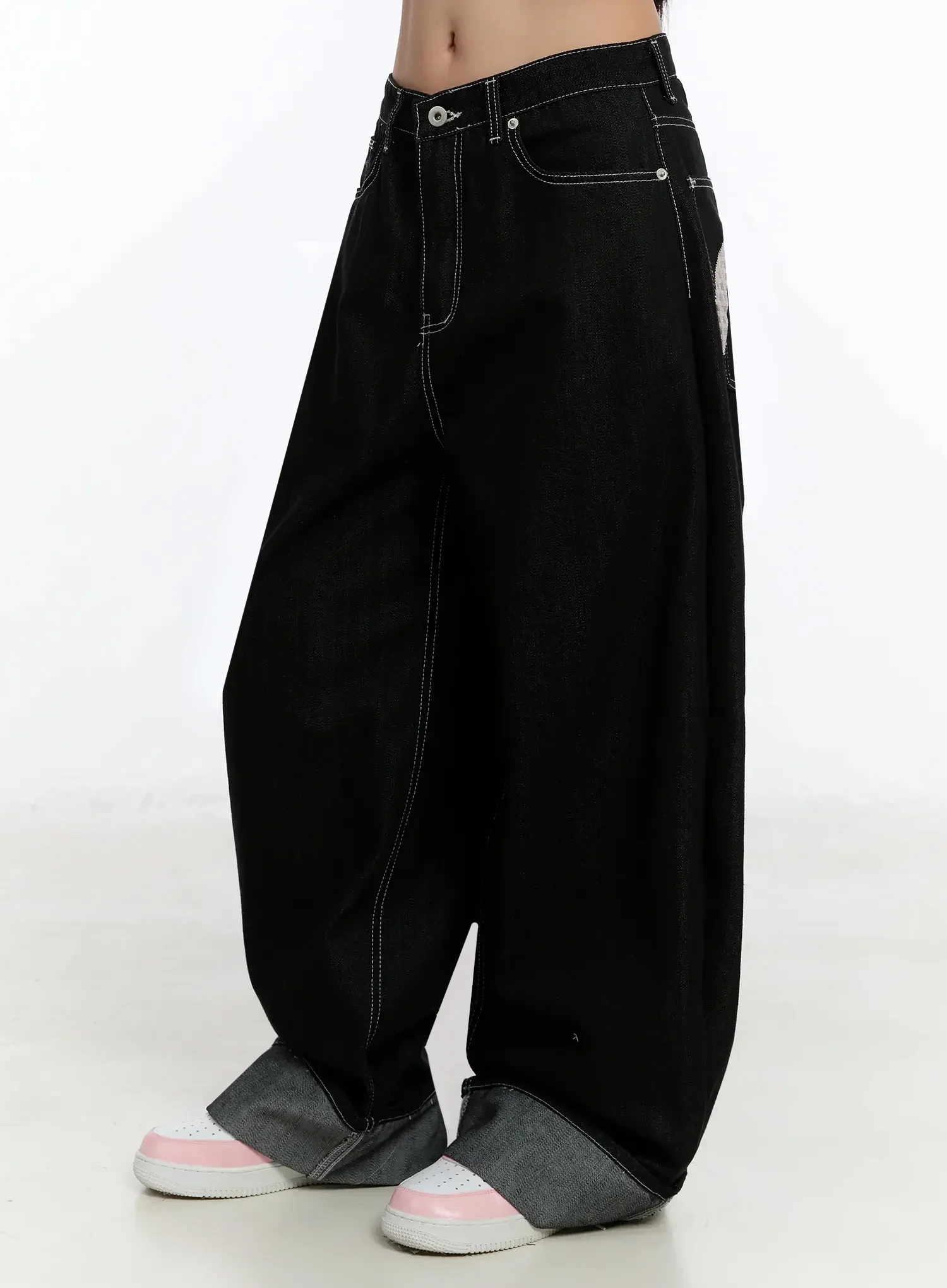 Kacey Plaid Stitched Back Pocket Baggy Jeans IM513 - Image 11
