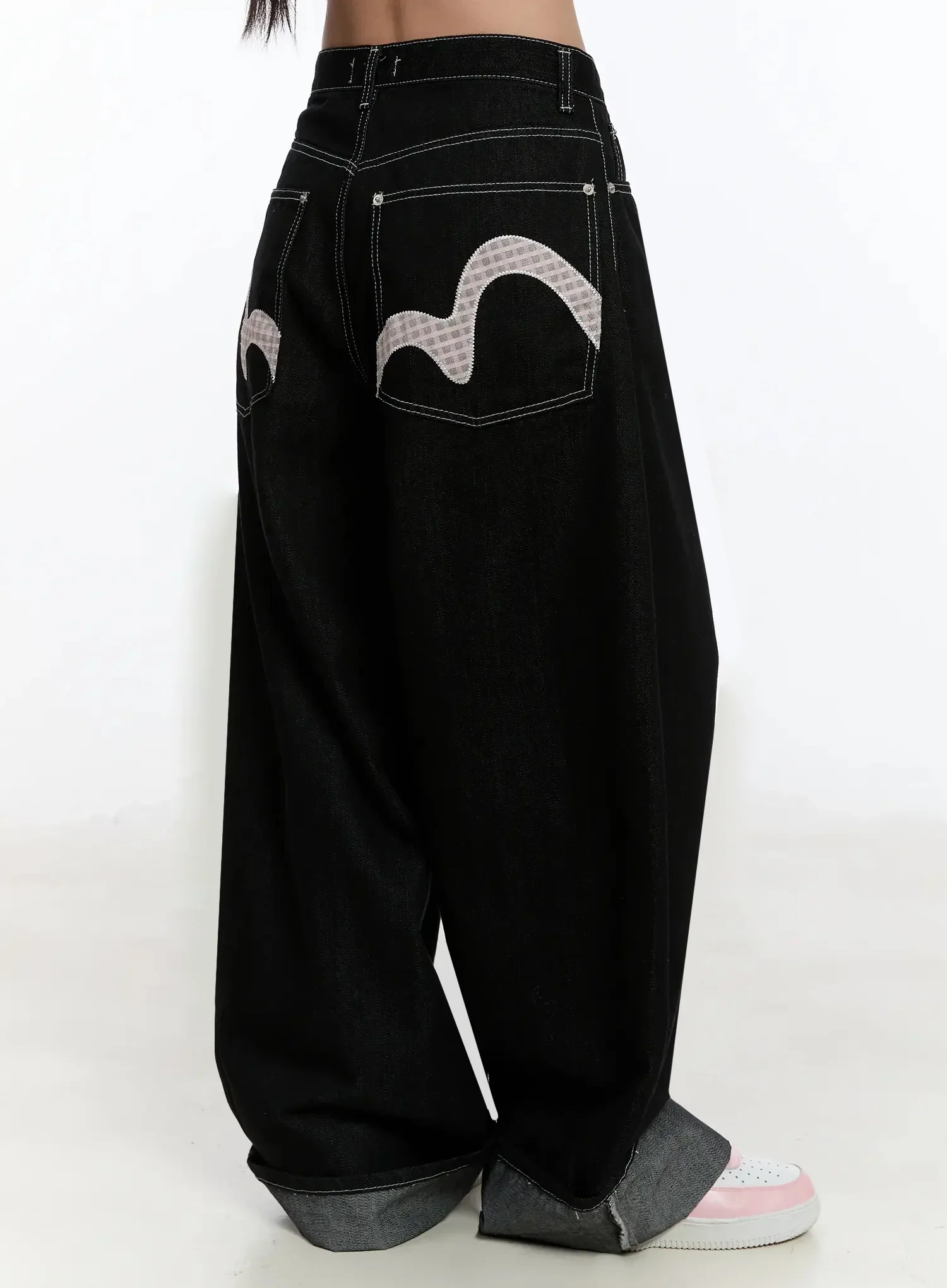 Kacey Plaid Stitched Back Pocket Baggy Jeans IM513 - Image 12