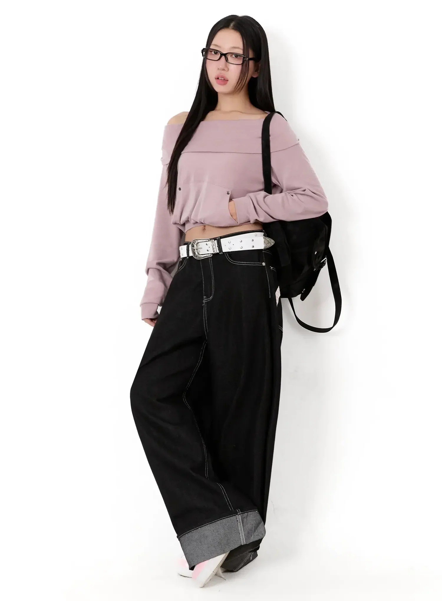 Kacey Plaid Stitched Back Pocket Baggy Jeans IM513 - Image 14