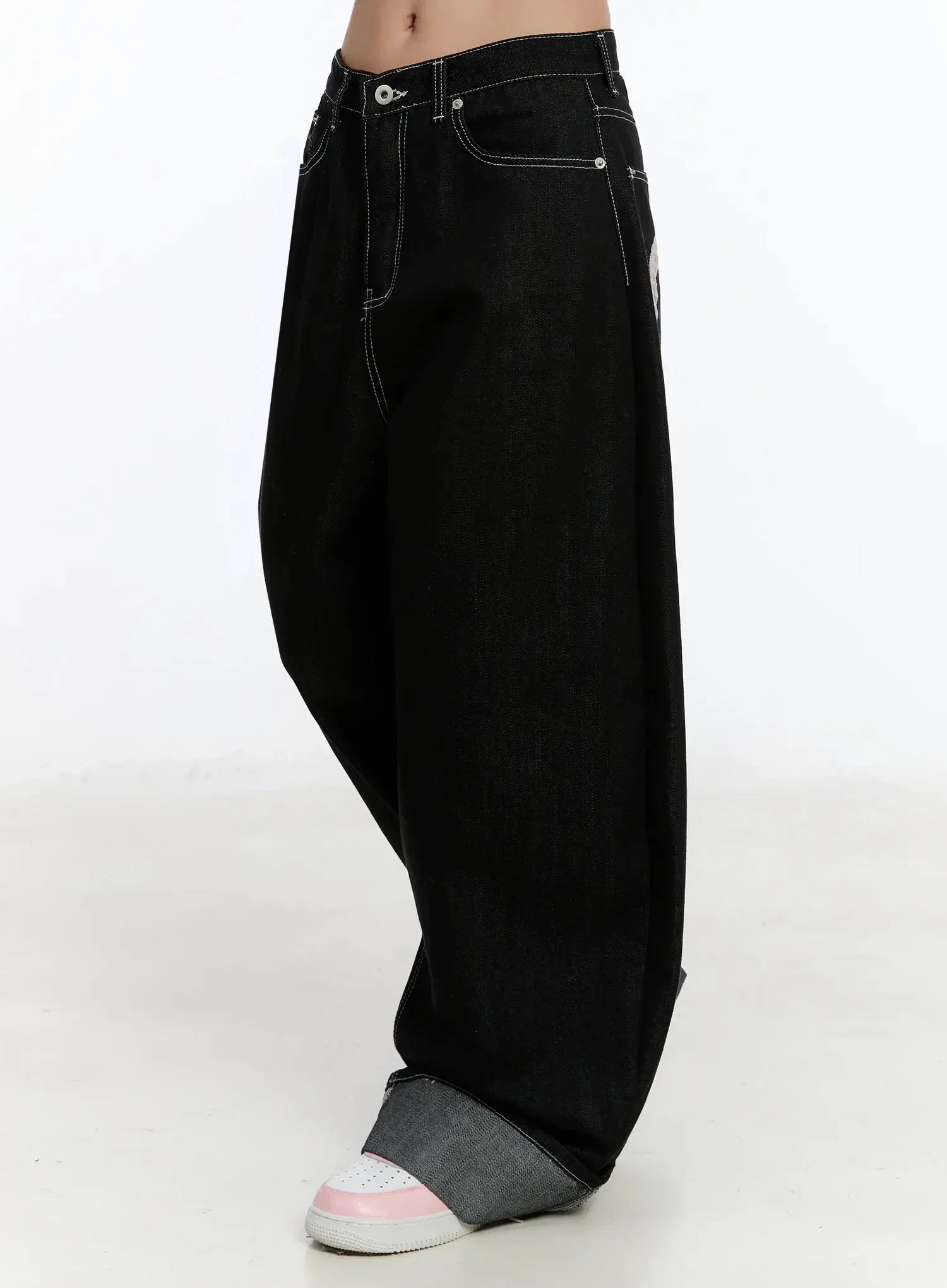 Kacey Plaid Stitched Back Pocket Baggy Jeans IM513 - Image 6