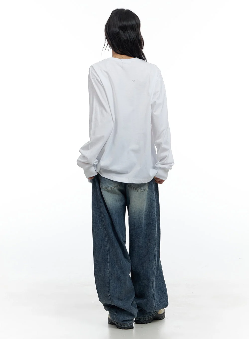 Kali Side Slit Washed Denim Baggy Jeans CS419 - Image 5