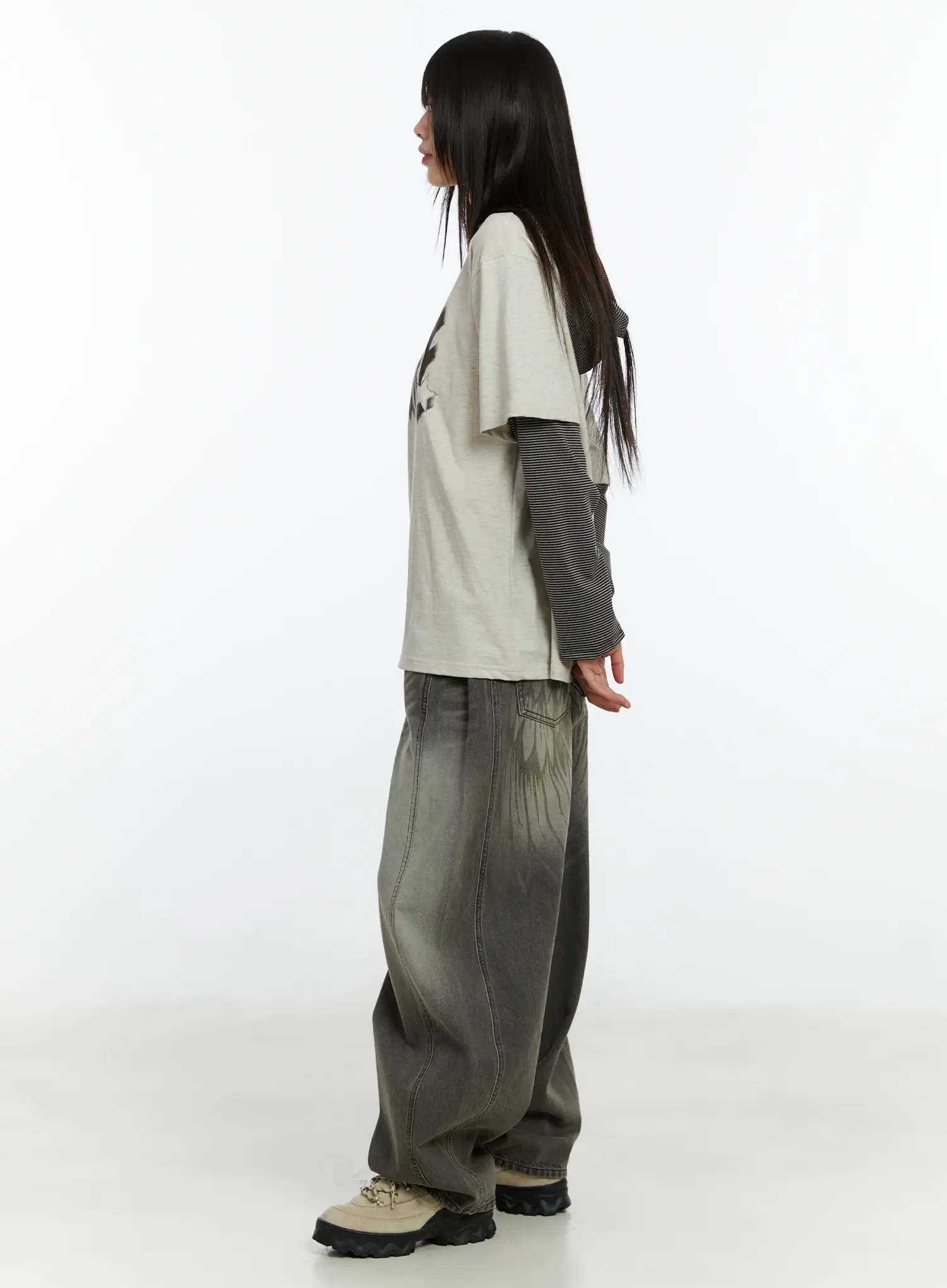 Karter Angel Wing Washed Wide Leg Jeans CF509 - Image 6