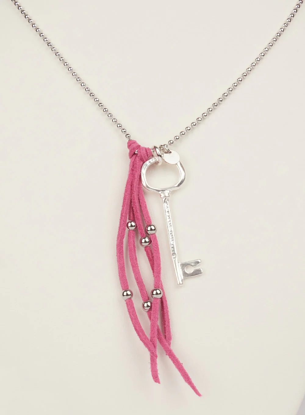 Key Fringe Long Necklace (Pink) IM531 - Image 3