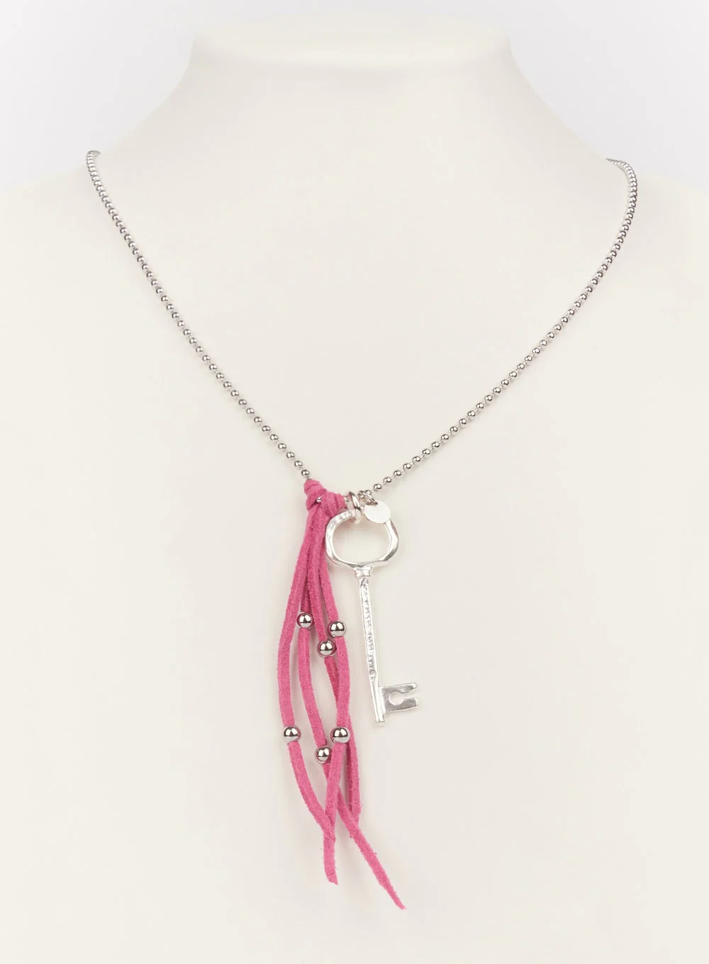 Key Fringe Long Necklace (Pink) IM531 - Image 4