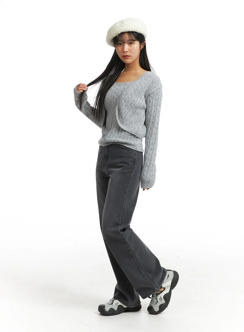 Knit Binding Long Sleeve Shrug OJ405 - Image 3