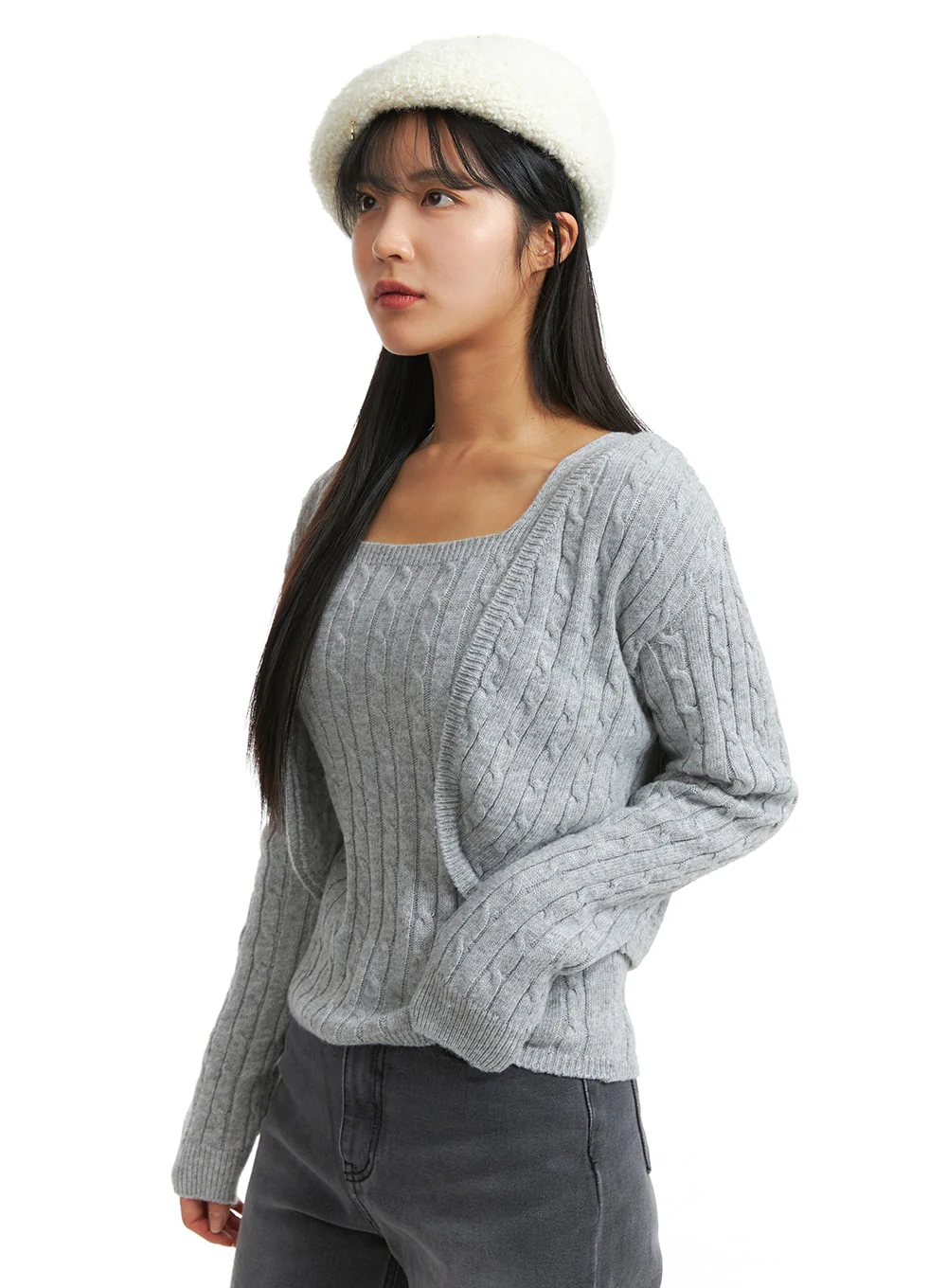 Knit Binding Long Sleeve Shrug OJ405 - Image 4