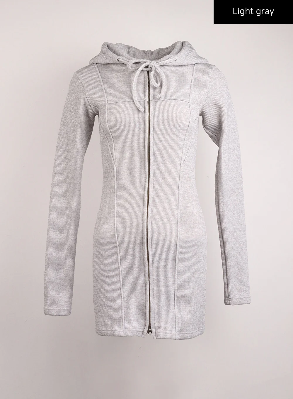 Knit Drawstring Hoodie Mini Dress IJ411 - Image 11
