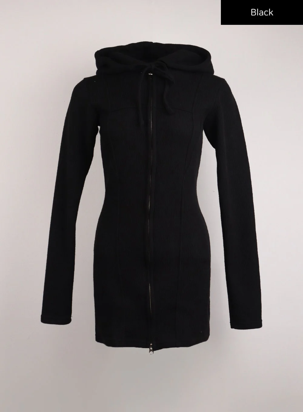 Knit Drawstring Hoodie Mini Dress IJ411 - Image 12