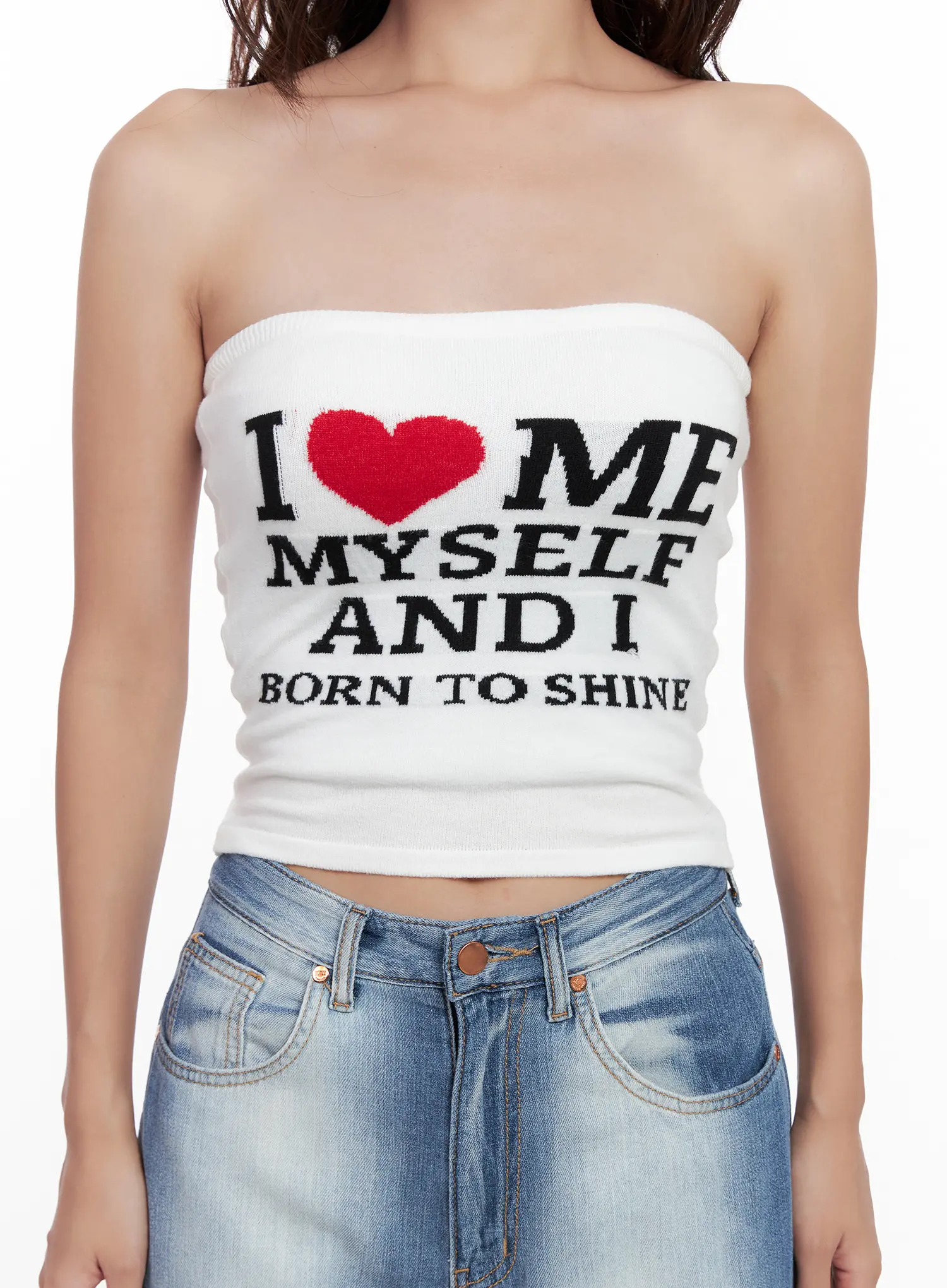 Knit "I Love Myself" Tube Top CL521 - Image 9