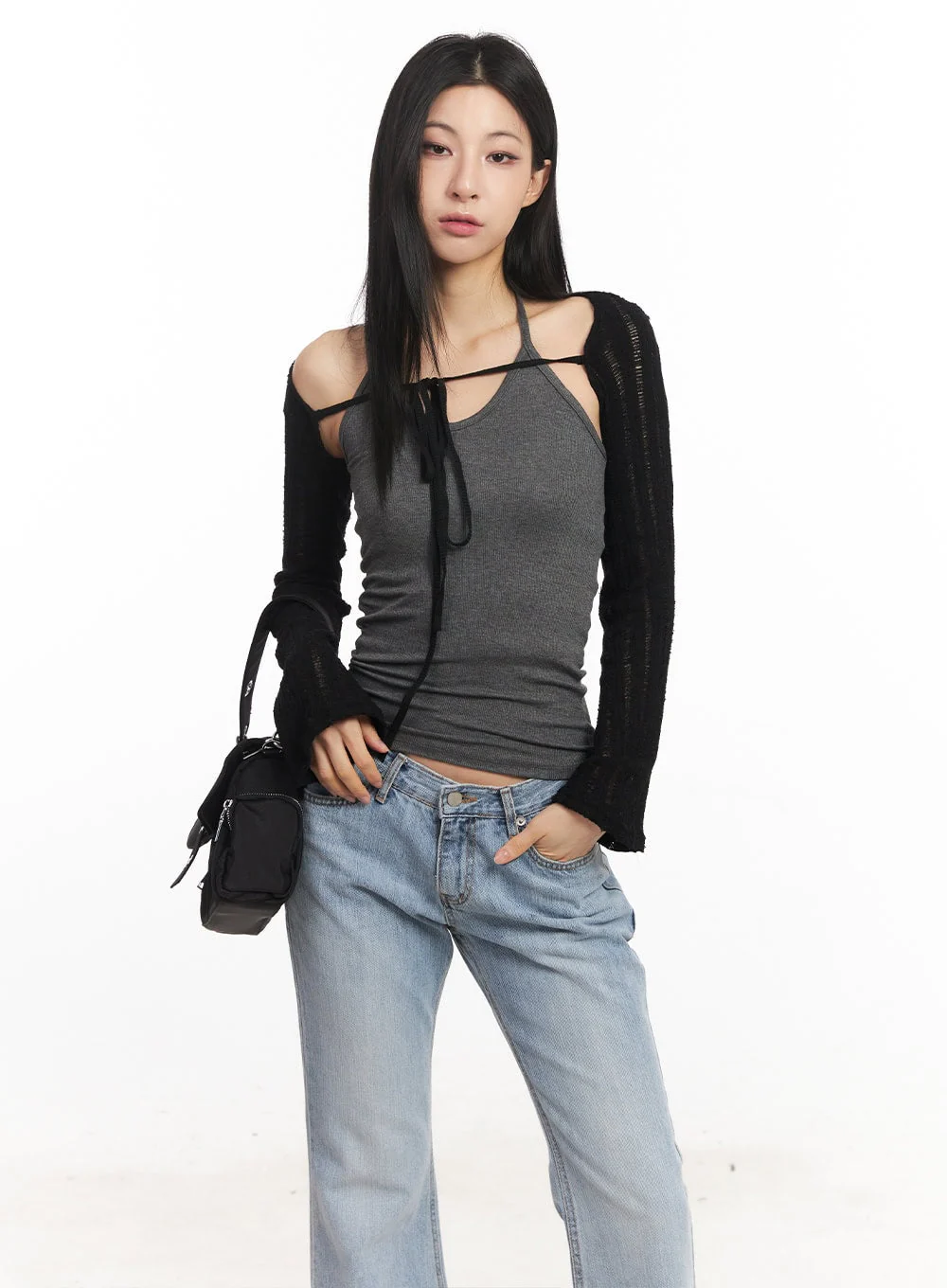 Knit Strap Bolero Cardigan CA516