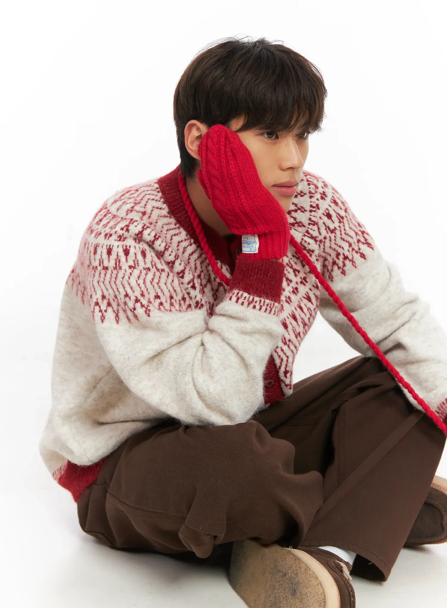 Knit Touchscreen Corded Mittens ID511