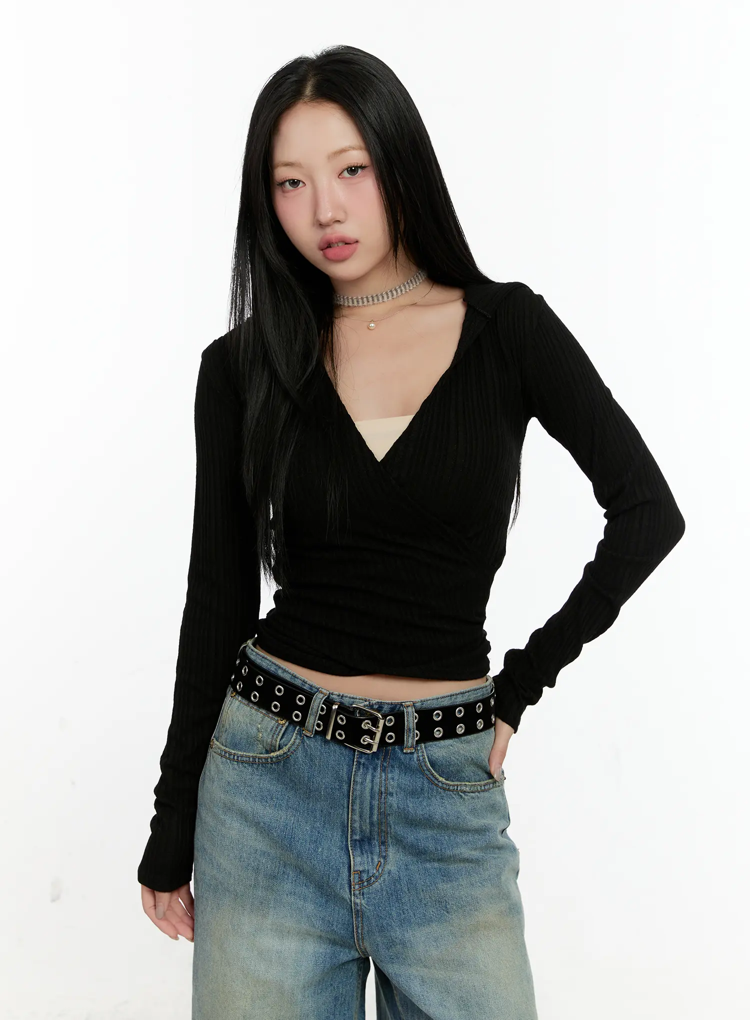 Knit Wrap Hoodie Long Sleeve Top CN505 - Image 11