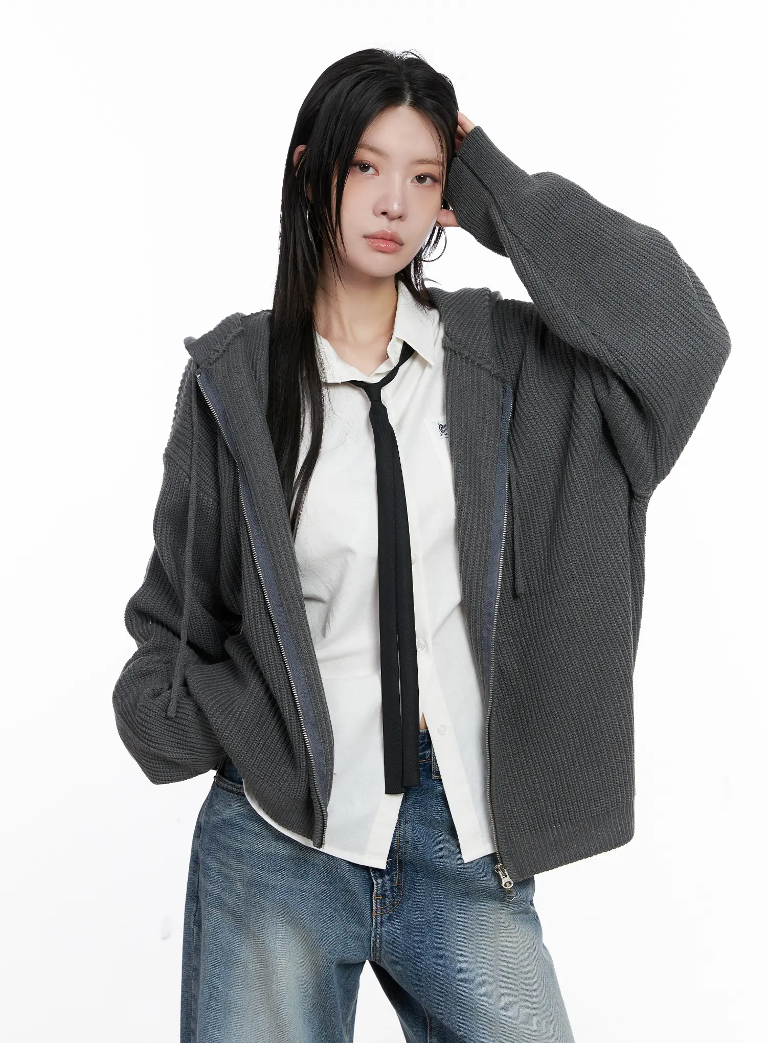 Knit Zip-Up Hoodie CS510 - Image 4