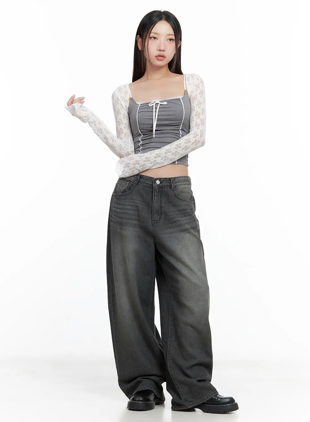 Kumi Washed Wide-Leg Summer Denim Jeans CL508 - Image 2