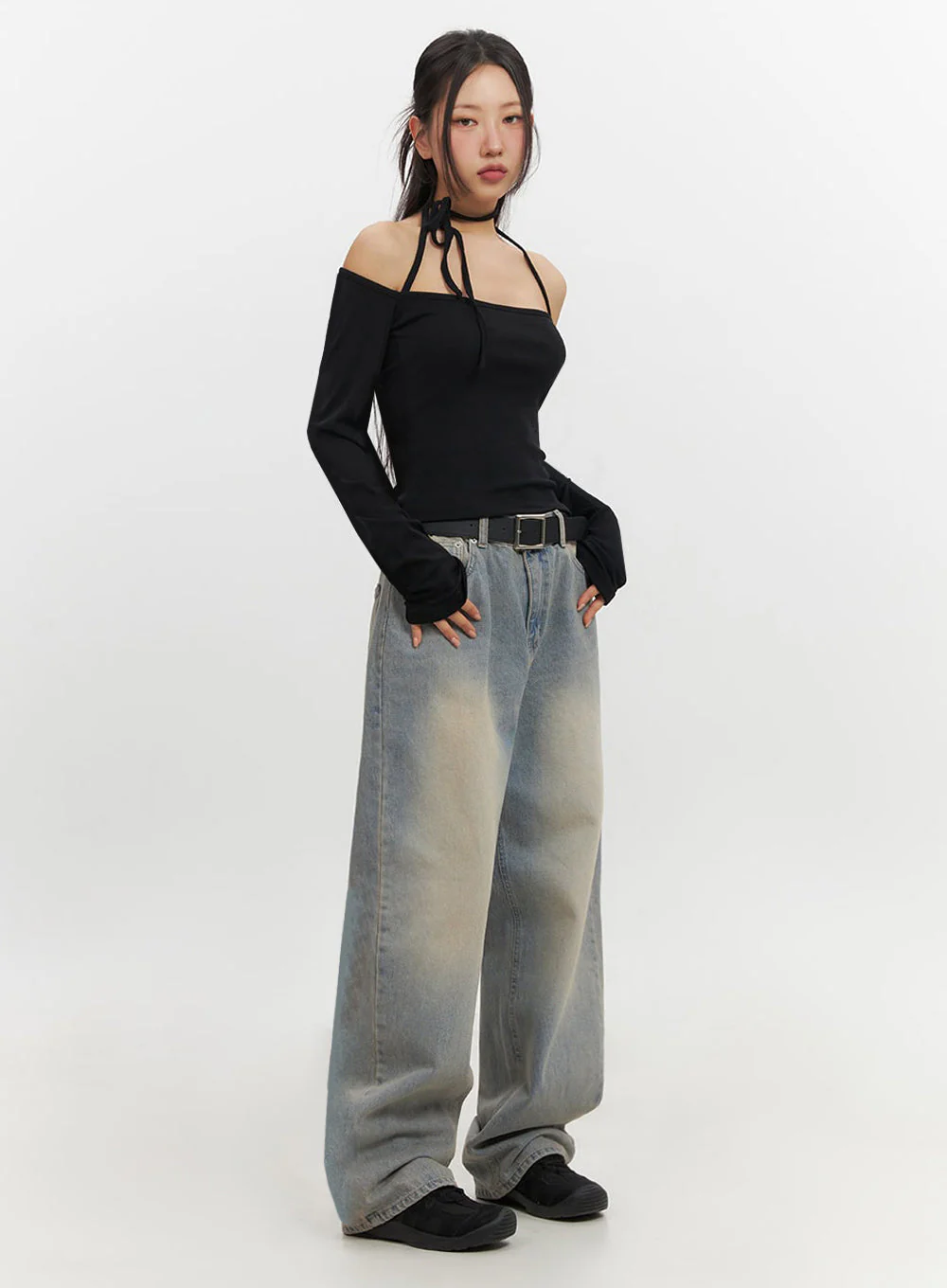 Kyla Washed Wide-Leg Baggy Jeans IF511 - Image 3