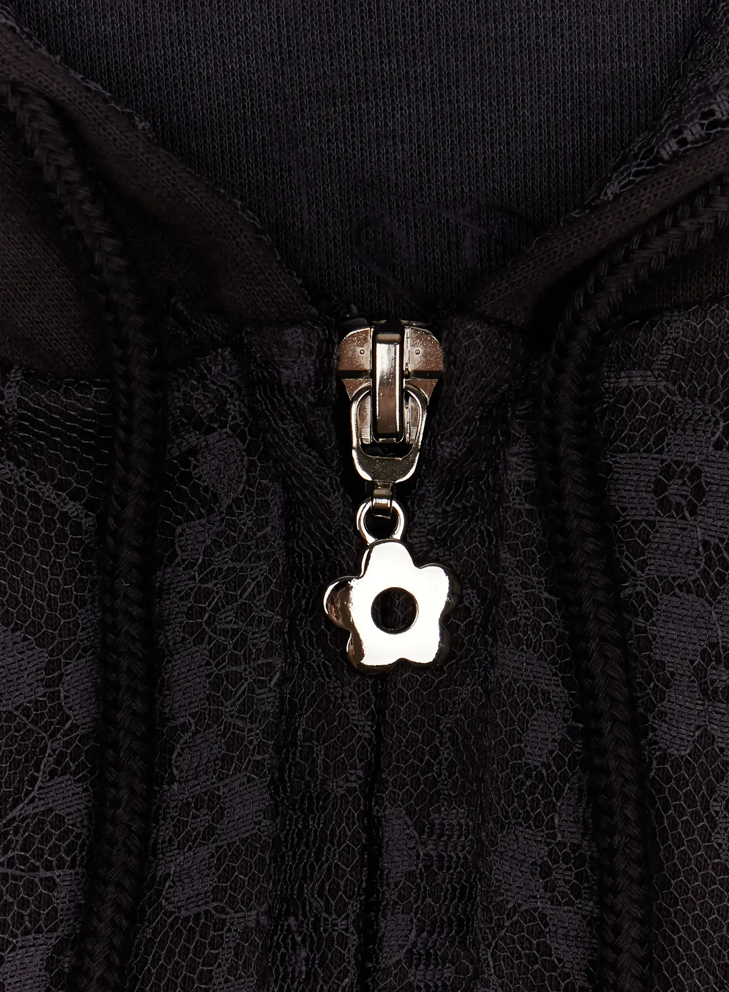 Lace Accent Zip-Up Hoodie IF505 - Image 3