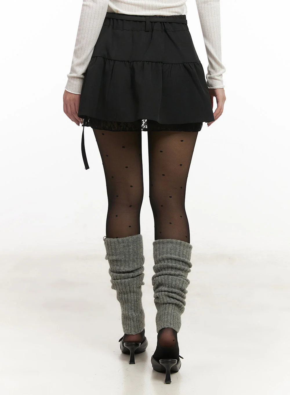 Lace Buckle Flare Mini Skirt IM524 - Image 11