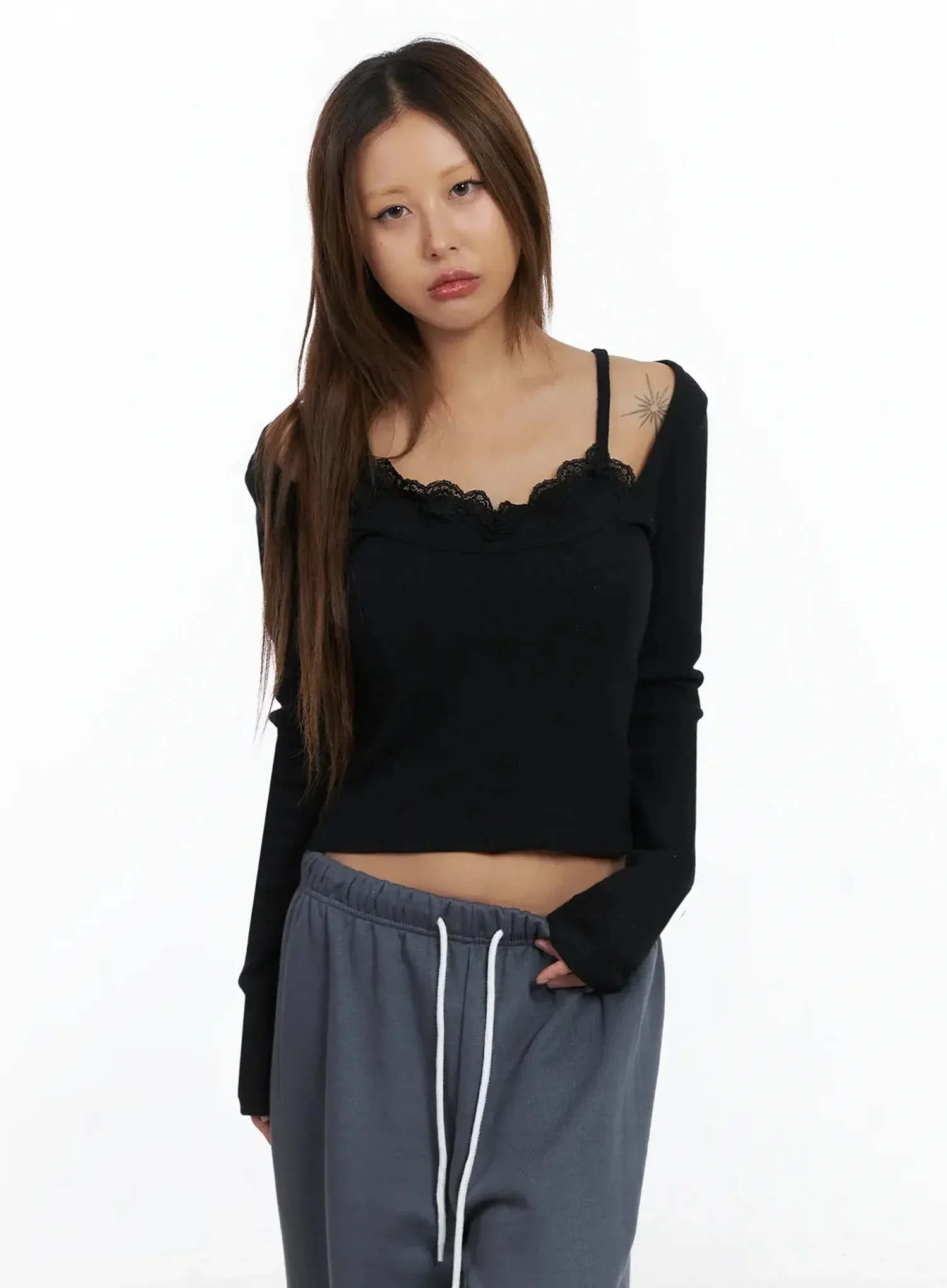 Lace Cami and Long Sleeve Set IN528 - Image 2