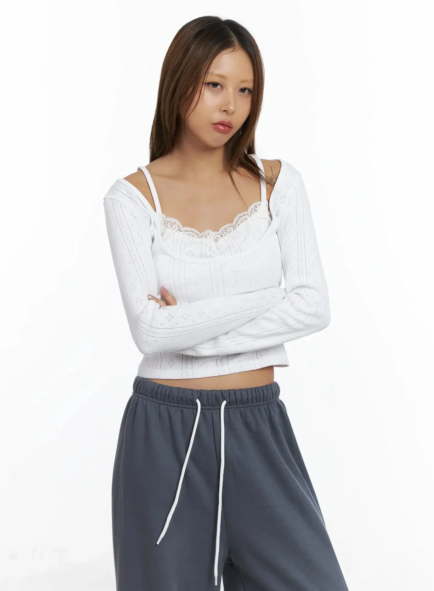 Lace Cami and Long Sleeve Set IN528 - Image 6